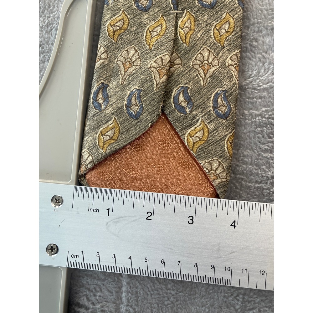 Joseph Abboud Men's Olive Green‎ Silk Necktie - Floral Paisley Design - Picture 4 of 7